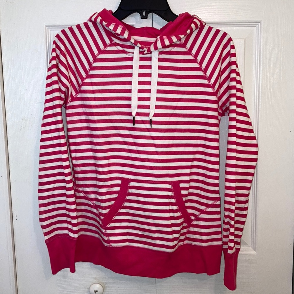 Pink/White Striped Hoodie